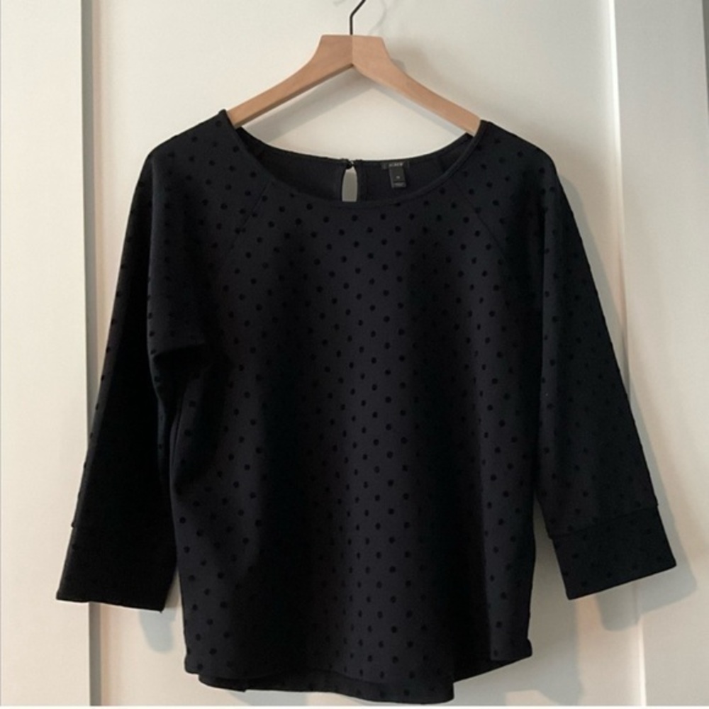 J. Crew Black 3/4 Sleeve Scoop Neck Blouse